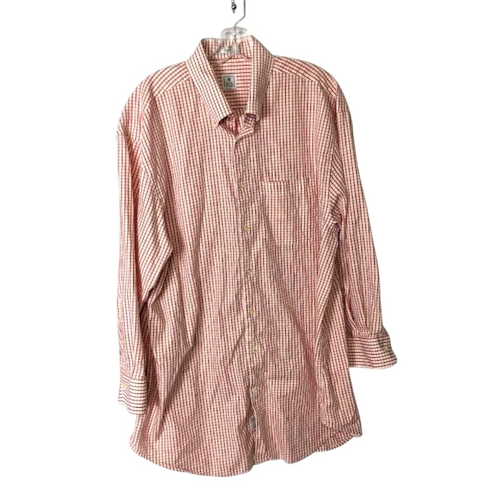 PETER MILLAR XL Button Down Long Sleeve Shirt Plaid 100% Cotton